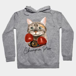 cat with boxing gloves and champion belt Hoodie